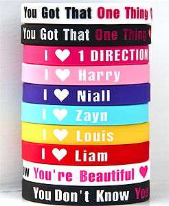 10x Direction Silicone Wrist Band Bracelets, 1 D I Love One Direction 