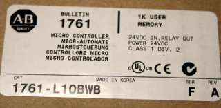 Allen Bradley MICROLOGIX 1000 PLC CONTROLLER 1761 L10BWB Series F Frn 
