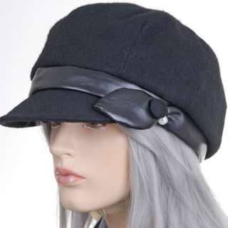 KH1859 Black Stylish Women Warm Winter Ladies Newsboy Hat Cap New 