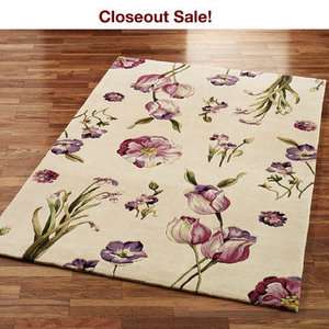 Floral Pink Purple Lilac Flowers Accent Throw Rug 3x5  