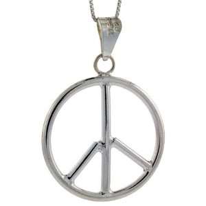   Sterling Silver Large Peace Sign Pendant, 1 9/16 in. (39mm): Jewelry