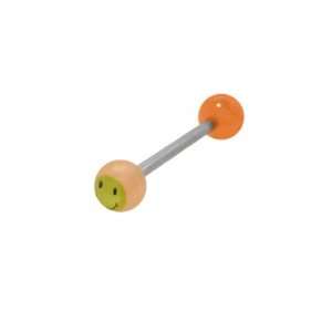 Glow in the Dark Smiley Face Barbell Tongue Ring Orange 