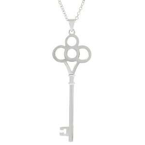  Silvertone Circular Key Necklace (Chain Included) Jewelry