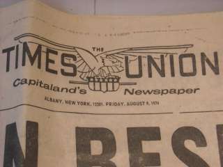 Nixon Resigns Times Union AUG 9 1974 Newspaper  