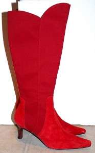 New Donald Pliner Red Boots Suede Knee 5.5  