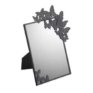 Oreille Desktop Standing Mirror with Black Butterfly Metal Frame and 