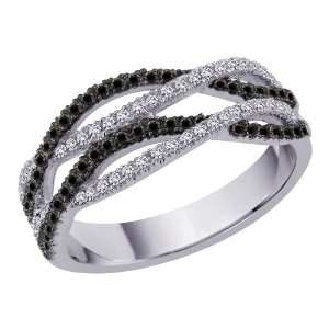  Sterling Silver 3/8 ct. Black and White Diamond Ring 