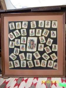 Framed 39 Antique American Indian Chief Tobacco Silks  