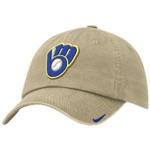  Nike Milwaukee Brewers Khaki Stadium Adjustable Hat 