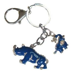  Feng Shui Blue Rhinoceros and Elephant Keychain 