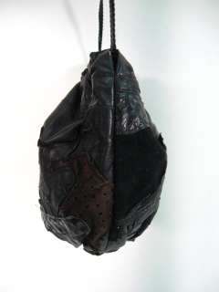 VINTAGE DESIGNER Black Python Leather Suede Handbag  