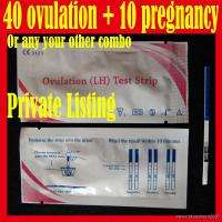 40 Ovulation 10 Pregnancy Test Strips or Any Your Combo  
