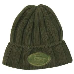   Fashion Color Ribbed Cuffed Winter Knit Hat   Olive