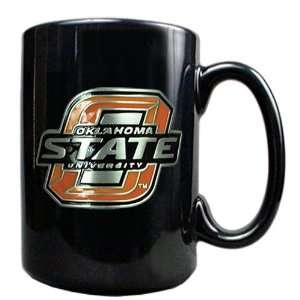  Oklahoma State Cowboys 15 Ounce Black Ceramic Mug: Sports 