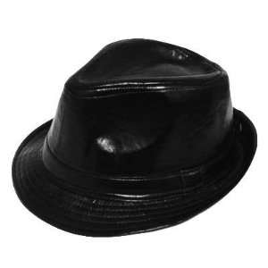   TRILBY FAUX BLACK LEATHER HAT BAND SMALL MEDIUM