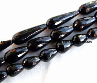 10x14mm 10x20mm 10x30mm black Onyx teardrop faceted Gemstone Beads 15 