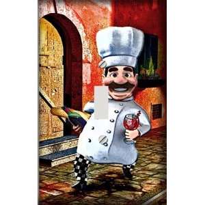   Italian Chef with Wine Decorative Switchplate Cover: Home Improvement