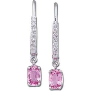   Gold Pink Sapphire and Diamond Drop Earrings Jewelry Days Jewelry