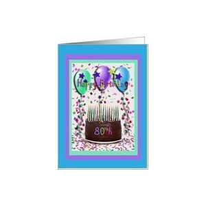  Happy Birthday, 80th, Chocolate Cake Card Toys & Games