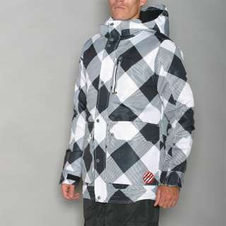 Pipeline Mens Check Line White Snowboard Jacket  NWT  