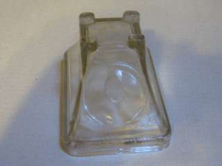 ANTIQUE clear GLASS TELEPHONE CANDY CONTAINER phone  