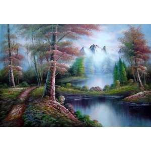  Mountain Area Colorful Autumn Scenery Oil Painting 24 x 36 