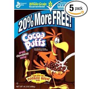 Cocoa Puffs, 20% More Bonus Pack , 14.3 Ounce Boxes (Pack of 5 