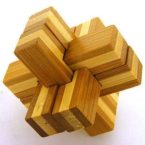 Triple Cross Puzzle BAMBOO Construction Brain Teaser Toy  