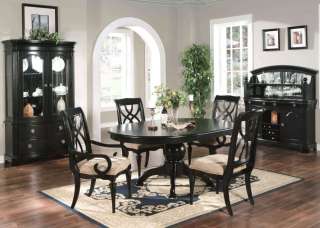Formal Dining Room 8 Piece Set Oval Table Chairs Black  