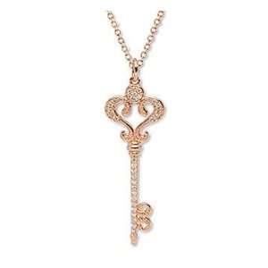  14k Rose Gold 1/3 Carat Diamond Key Pendant Jewelry