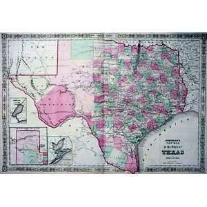 Johnson 1864 Antique Map of Texas
