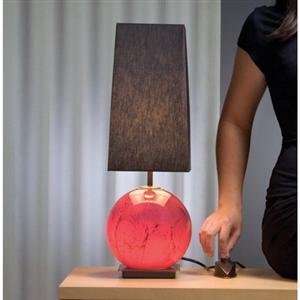   Old Bronze with Magma Red Glass/Square Black Shaded Table Lamp Bronze