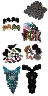 Lot of 150 Assorted Applique Sequined beaded Patches Pieces Crafts 