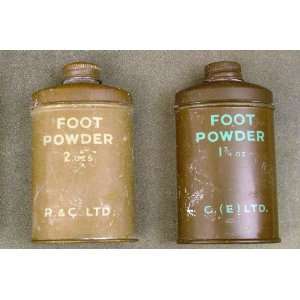 British Army Foot Powder WWII Manufacture Set of 2