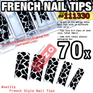70 pcs Acrylic French False Nail Tips Patterns   V01  
