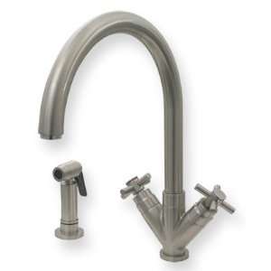   Kitchen Faucet with V Shaped Cross Handles Finish Stainless Steel