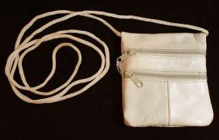 English Leather Small Mini Pouch Coin Purse in Beige Shoulder Bag 