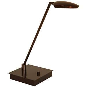  Mondoluz Pelle Straight Bronze Square Base LED Desk Lamp 