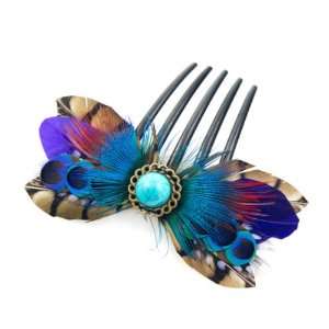   Colorful Feather French Twist Updo Decorative Hair Comb Beauty