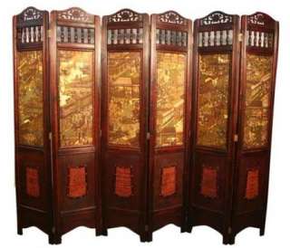 Elegant Vintage Oriental Style 6 Panels Room Divider 72H x 96W 