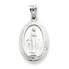 White Gold Miraculous Medal Pendant Charm Virgin Mary  