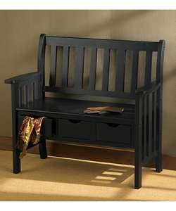 Black 3 drawer Country Bench  Overstock