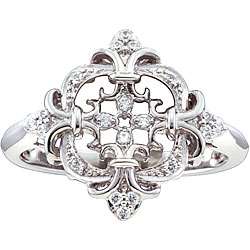 Sterling Silver 1/10ct TDW Diamond Fleur de Lis Ring  