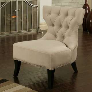Sedona Light Cream Microsuede Nailhead Chair  
