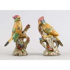  New Pretty Hand Painted Colored Porcelain Parrot Pair 