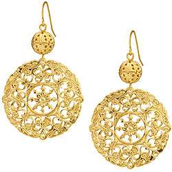 Nexte 14k Goldplated Filigree Ball and Disc Earrings  