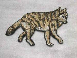 Walking Wolf Embroidered Iron On Patch 2.625 In  