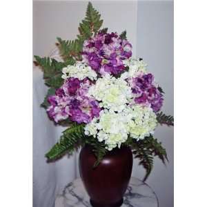  Multi Colored Violet Silk Hydrangeas,Floral Arrangement 