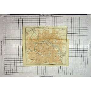    Antique Map Germany Street Plan Breslau Oder River