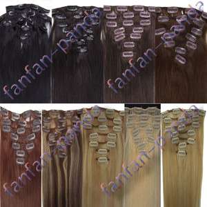   clip in human hair extension 3 length,9 colours,15,20,24  